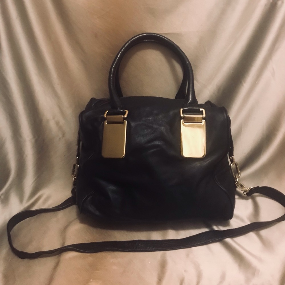 Banana Republic Black 100% Leather Satchel Bag